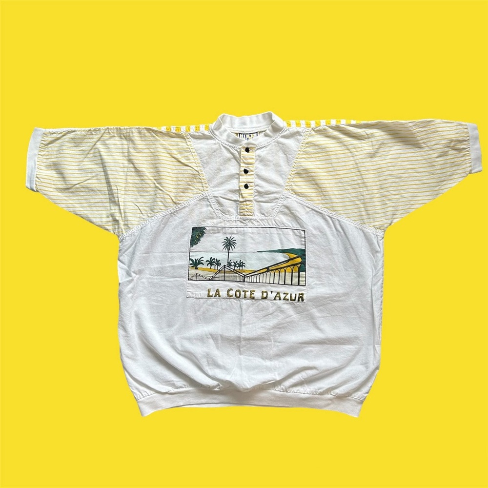 Vintage White and Yellow Short Sleeve Tee